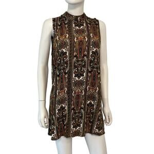 MOTEL Paisley Mockneck Sleeveless Shift Mini Dress Size M